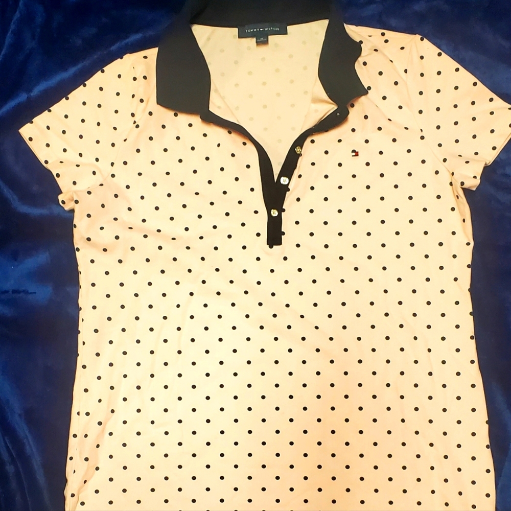 Tommy Hilfiger Dress size XL. Pink with navy polka dots.